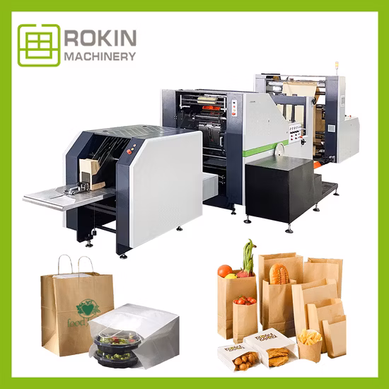 Macchinari completamente automatici per sacchetti di carta Kraft Macchina per fare sacchetti di carta Kraft di marca Rokin Macchina per sacchetti della spesa Macchina per sacchetti di carta per la spesa