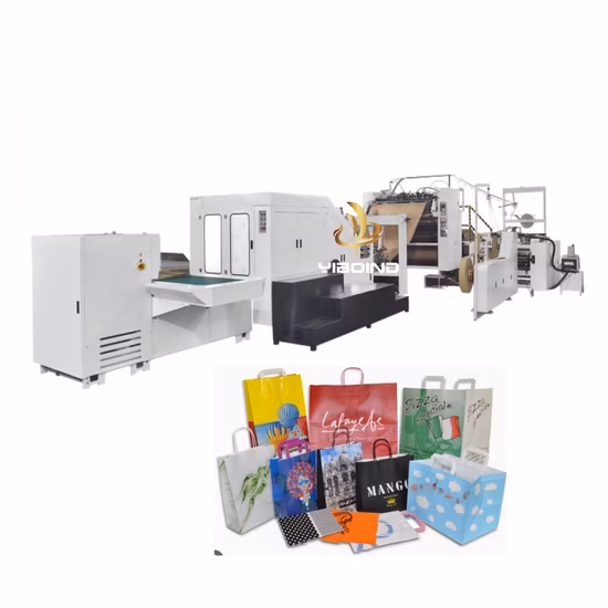 Macchina completamente automatica per sacchetti di carta con fondo quadrato con maniglia attorcigliata per la borsa della spesa, borsa per indumenti, borsa per alimenti